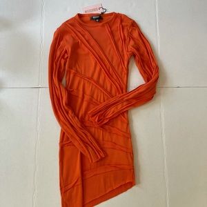 Orange ribbed dress - Missguided